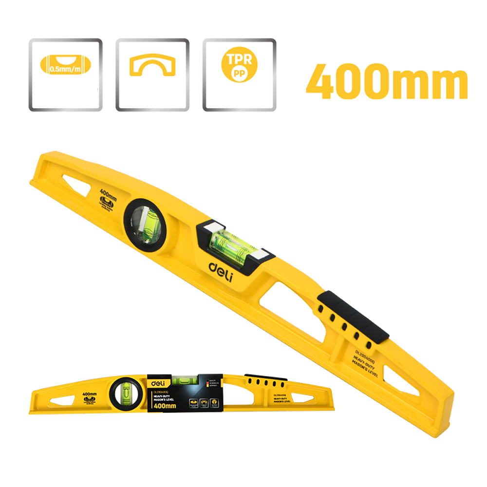 Уровень строительный  Deli YS EDL290400Q, литой, 400 мм, с двойным обзором, пузырьковый - 5
