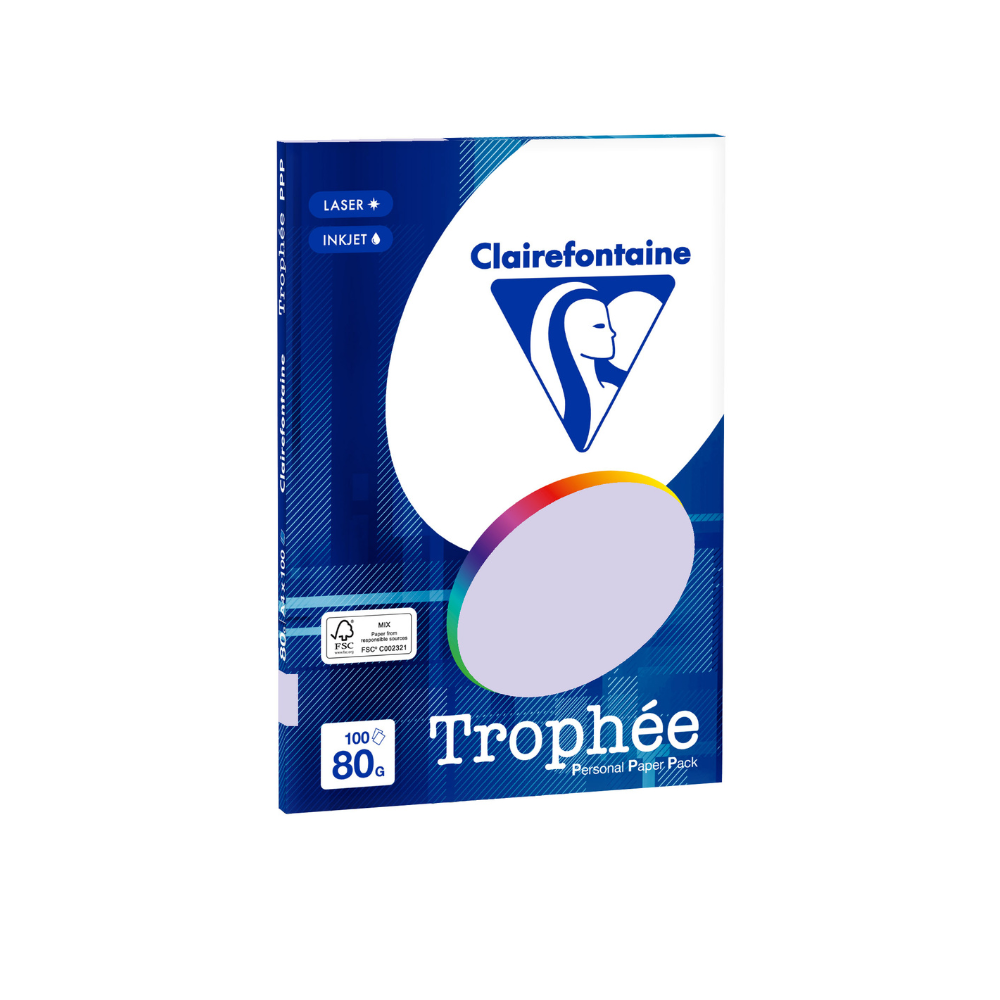 Бумага цветная "Trophée", А4, 100 листов, 80 г/м2, сиреневый