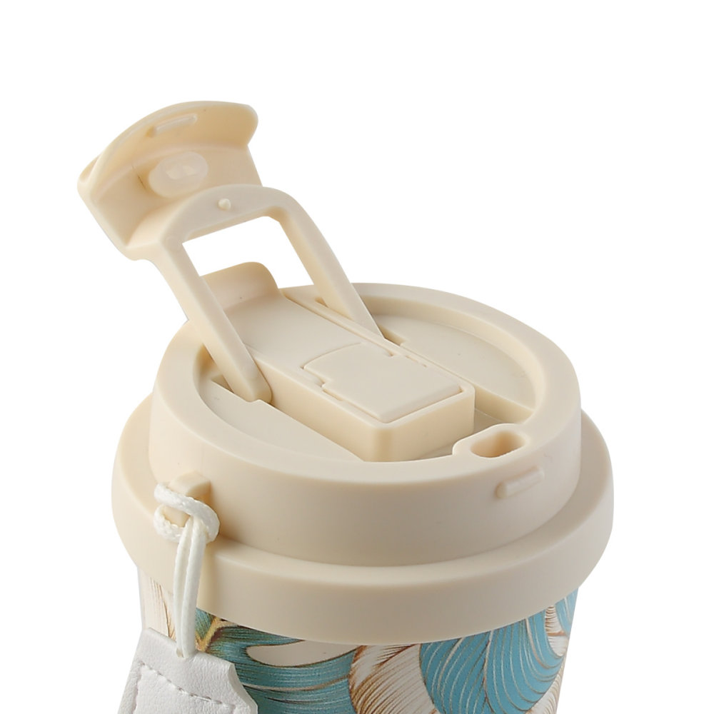 Термокружка "Тропические листья", 530 мл, морская волна