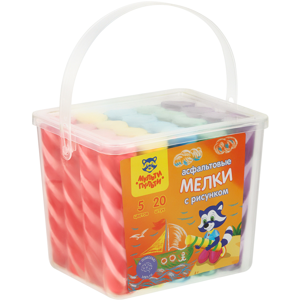 Мелки для асфальта "Мульти-Пульти", 20 шт, ассорти 
