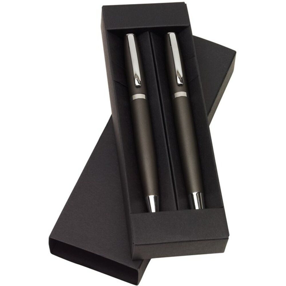 Набор ручек "Alphabet": ручка шариковая автоматическая и роллер, серый