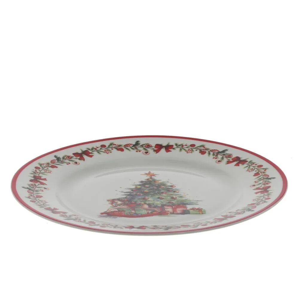 Тарелка фарфоровая "Елка", 19 см, разноцветный