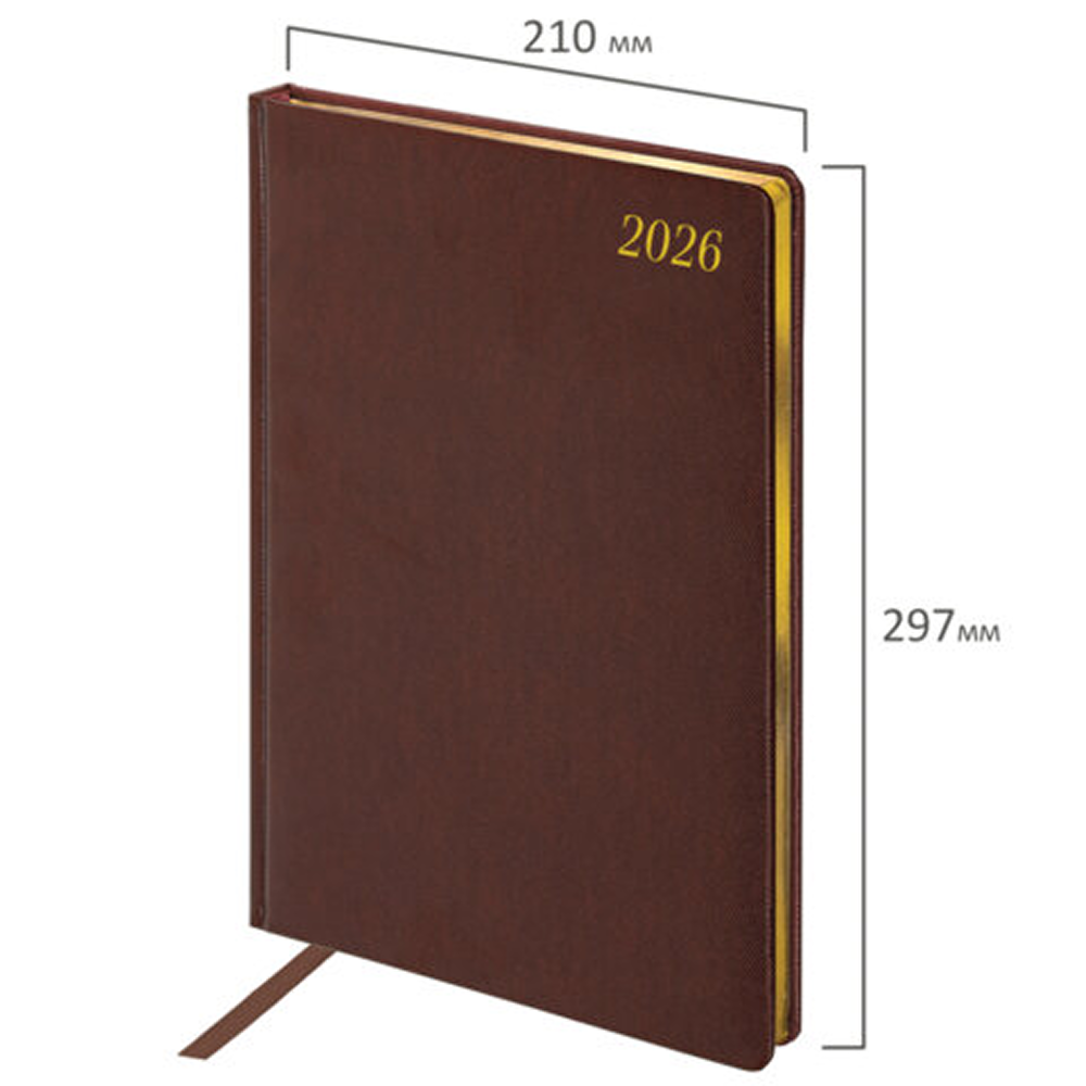 Ежедневник датированный "Iguana" на 2026 год, А4, 336 страниц, коричневый, срез золотой