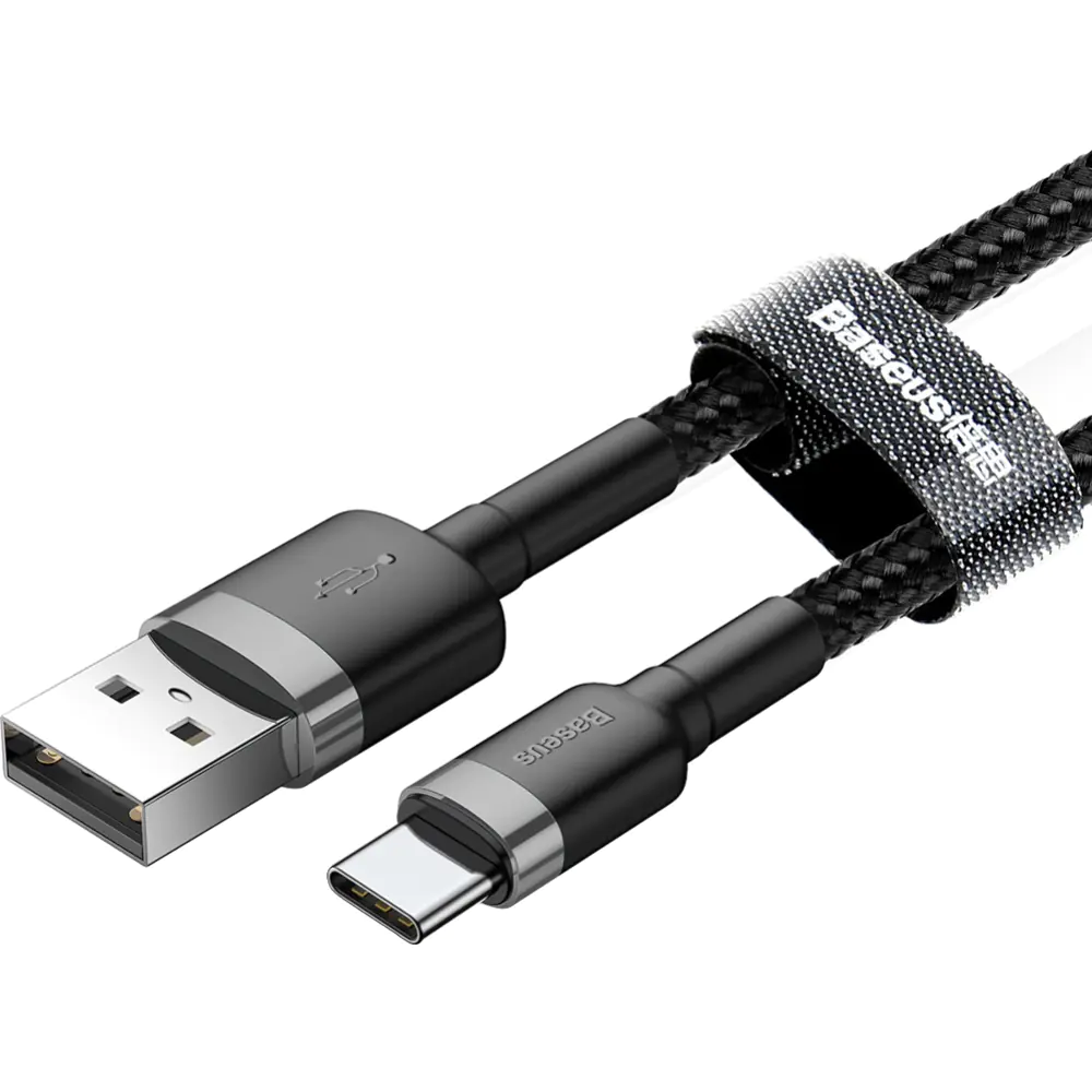Кабель Baseus CATKLF-CG1, USB to Type-C, 2 м, Gray+Black - 2