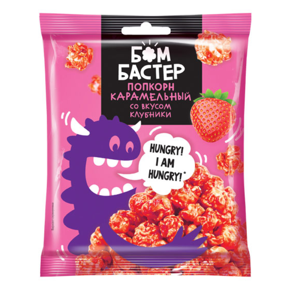 Попкорн "Бомбастер", карамельный со вкусом клубники, 35 г