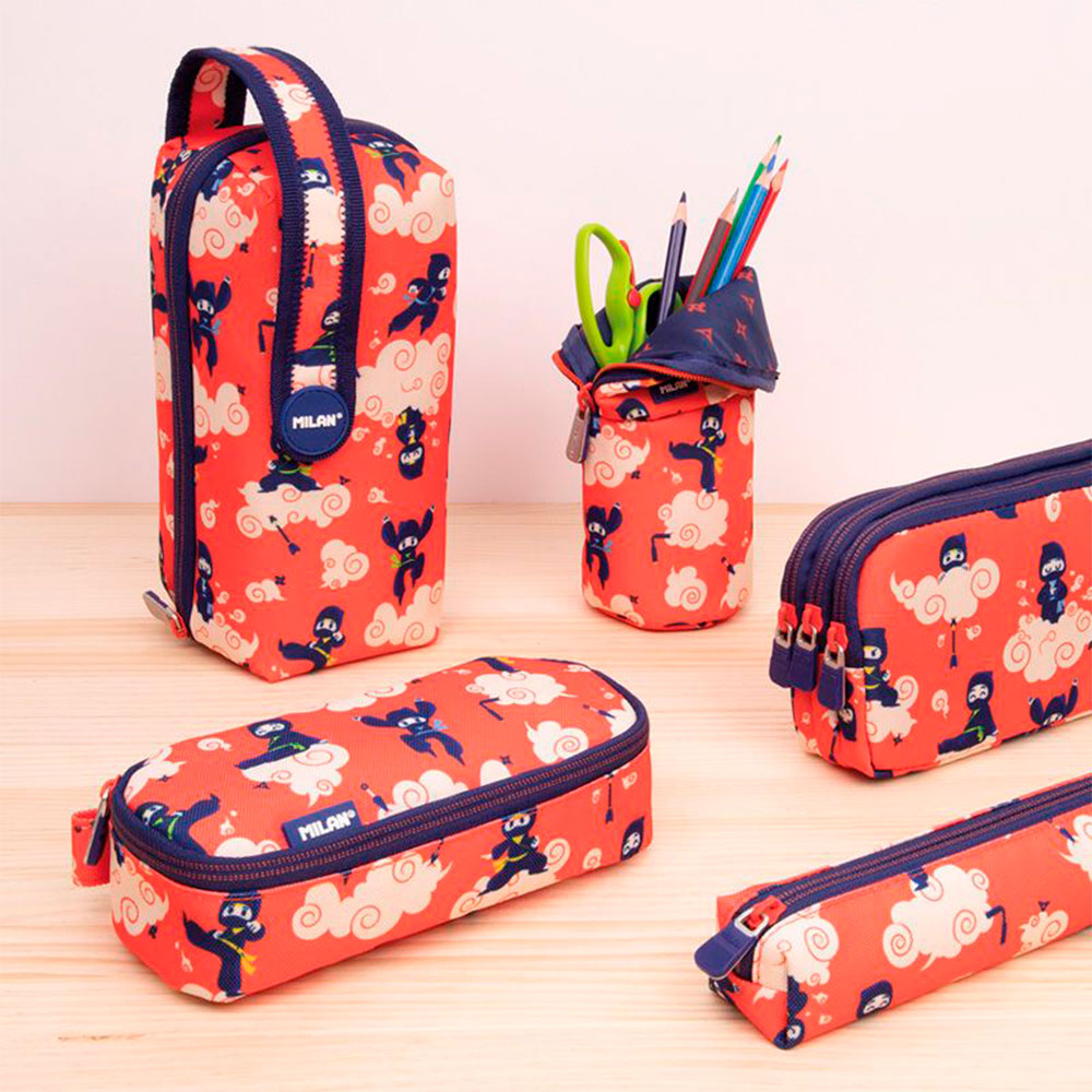 Пенал Milan "Ninjutsu", 4 отделения, с наполнением, красный - 4