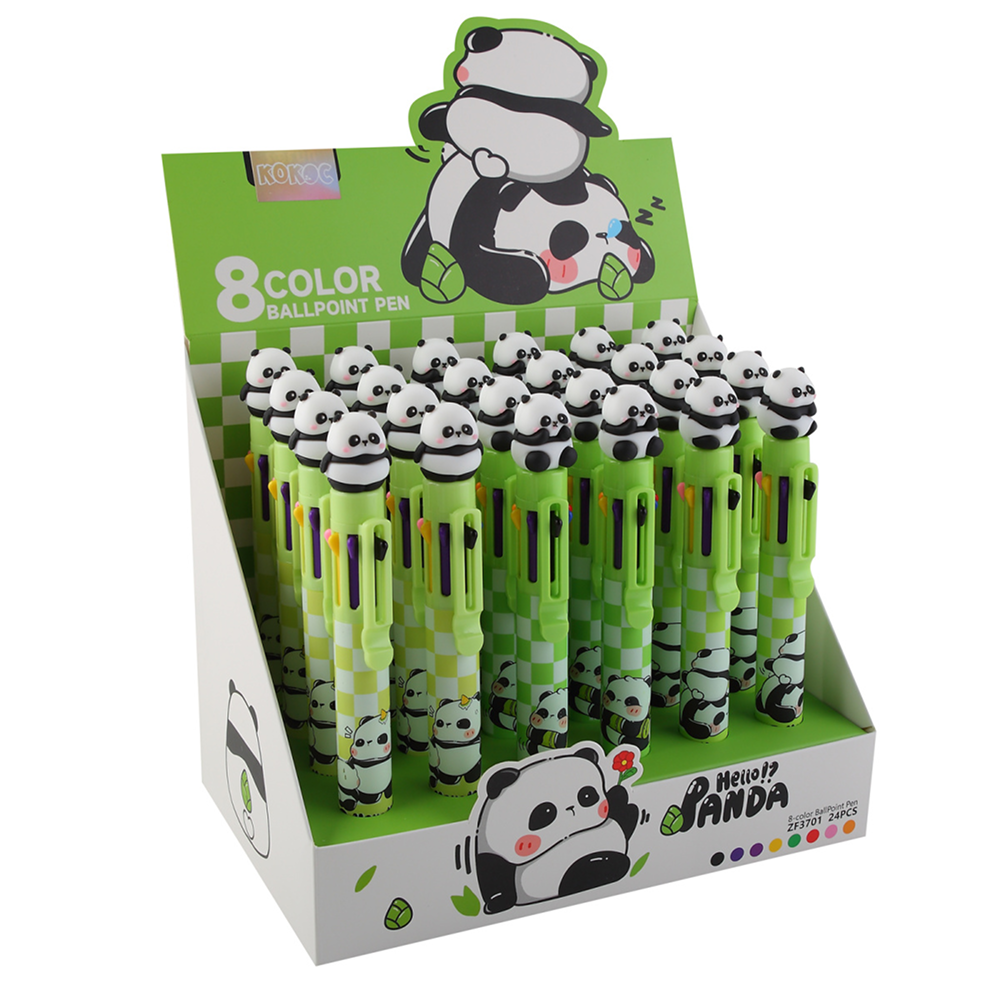 Ручка шариковая автоматическая "Panda", 0.7 мм, зеленый, стерж. 8 цветов