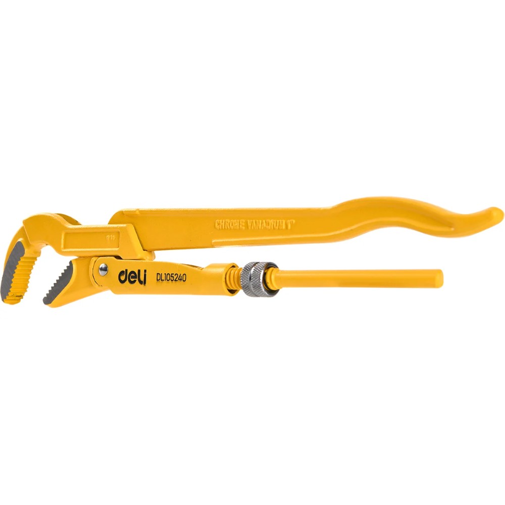 Ключ трубный Deli YS EDL105240 1", тип S, раскрытие губок 40 мм, желтый - 3