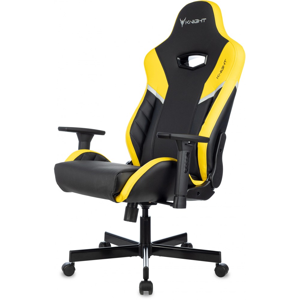 Кресло игровое Бюрократ Knight Thunder 5X экокожа, черный, желтый, металл - 17
