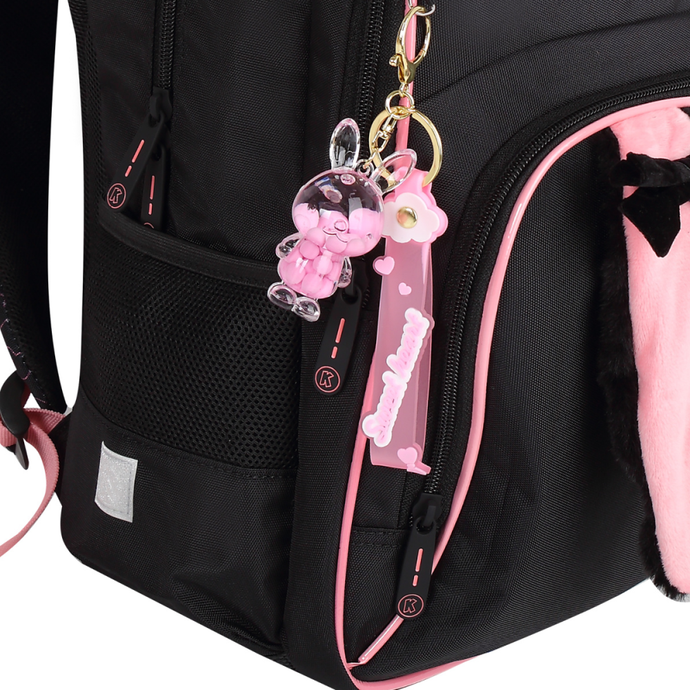 Рюкзак школьный "COMFORT Life Cat fun", черный, розовый - 8