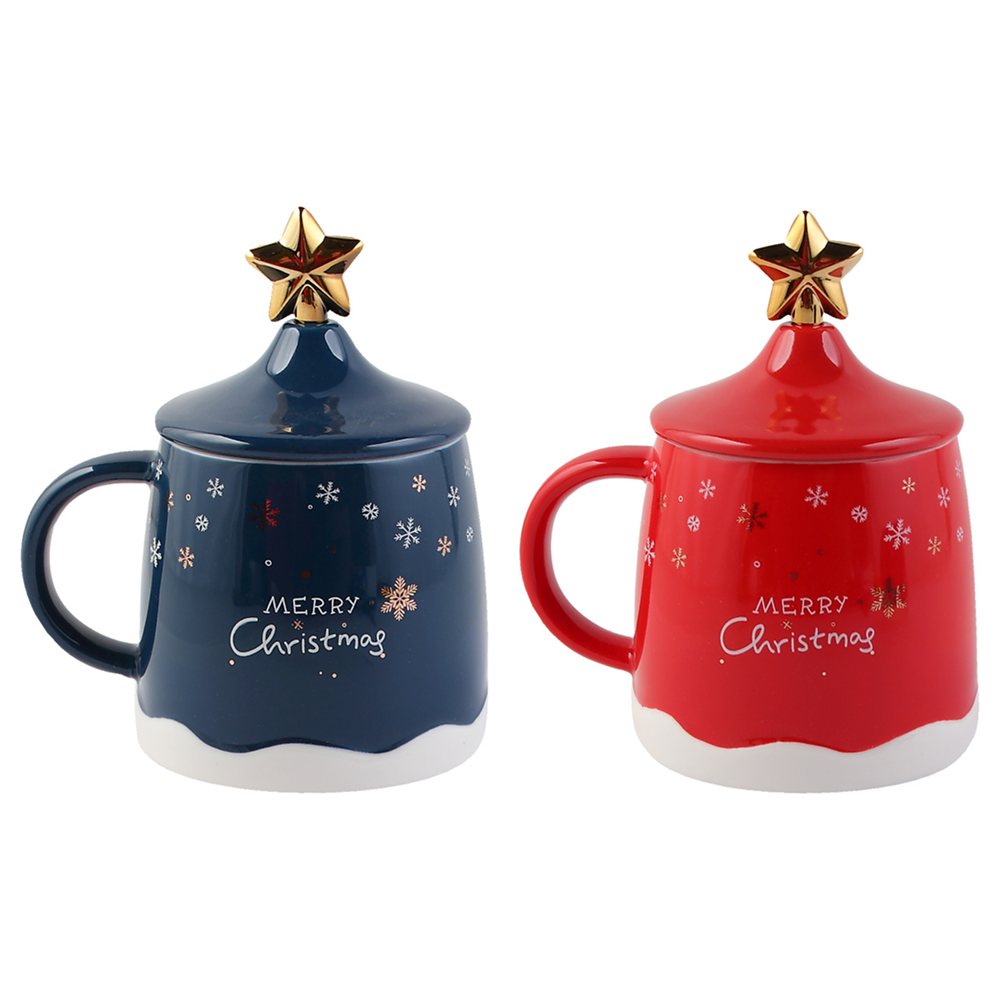 Кружка керамическая "Волшебный вечер", 400 мл, с крышкой и ложкой, ассорти