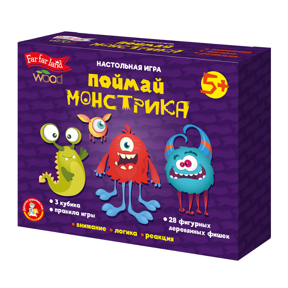 Игра настольная "Поймай монстрика", деревянные фишки