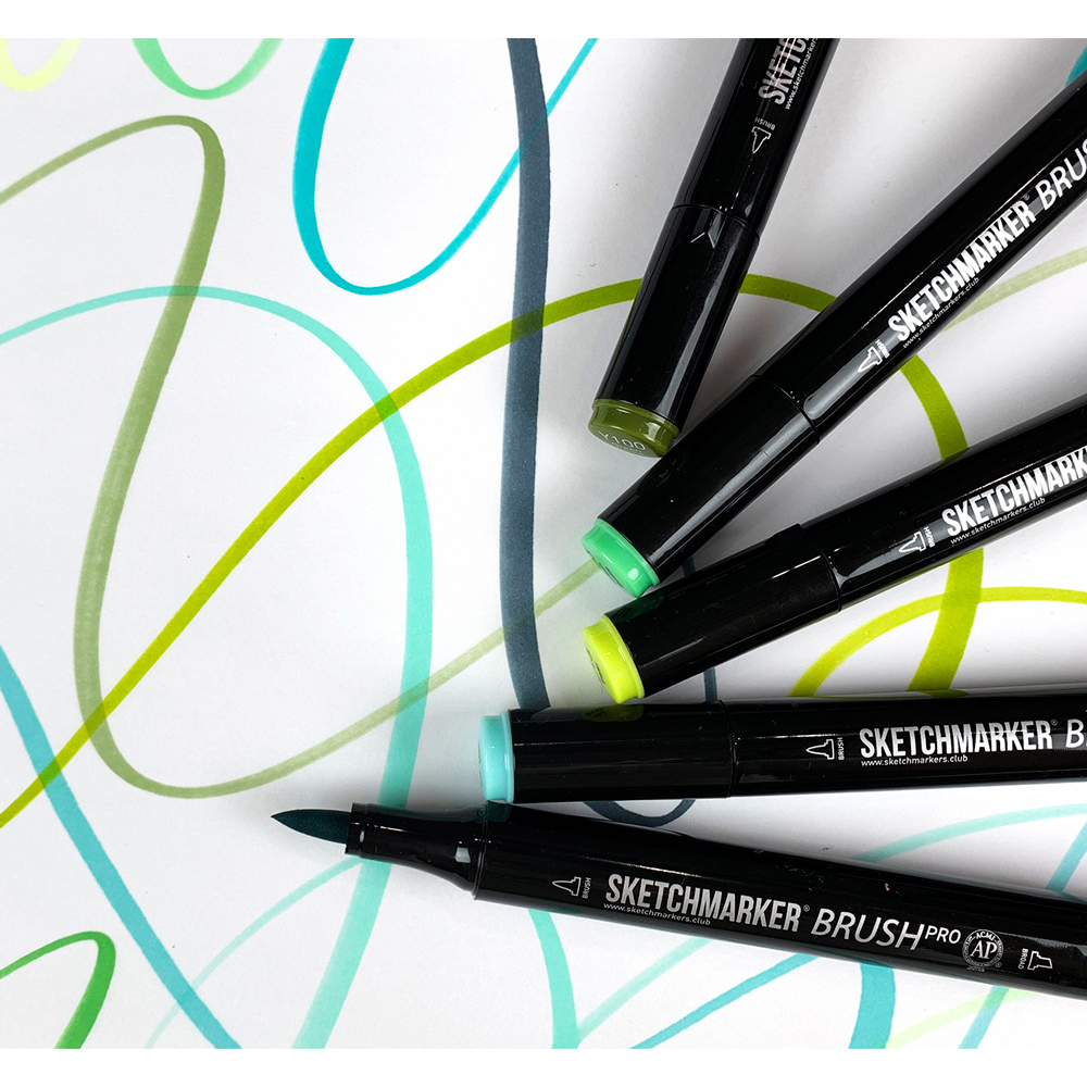 Маркер перманентный двусторонний "Sketchmarker Brush", G62 трава - 5