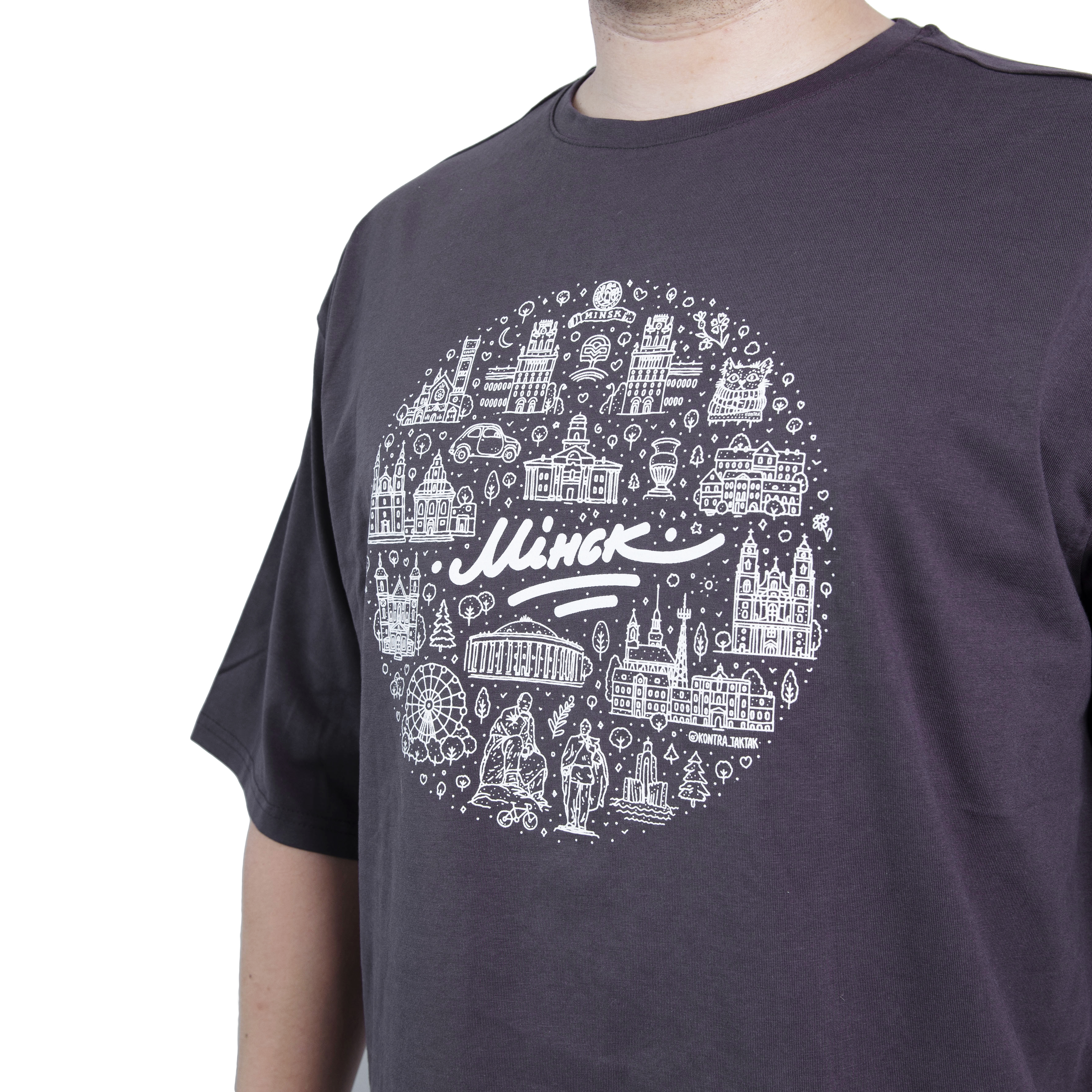 Футболка оверсайз унисекс "Минск", M-L, темно-серый