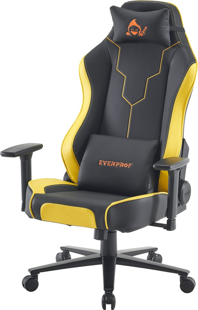 Кресло игровое EVERPROF Rapid экокожа, черный/желтый, крестов. металл - 6