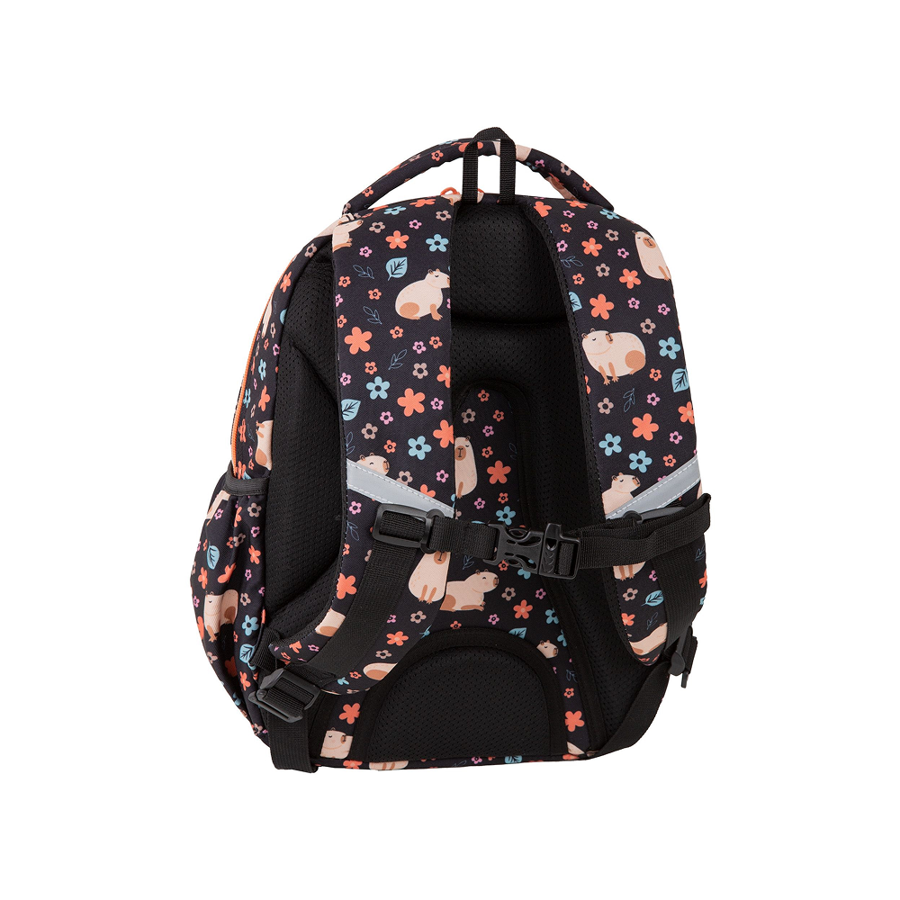 Рюкзак для учащихся начальных классов "Capybara", полиэстер, черный, оранжевый - 3