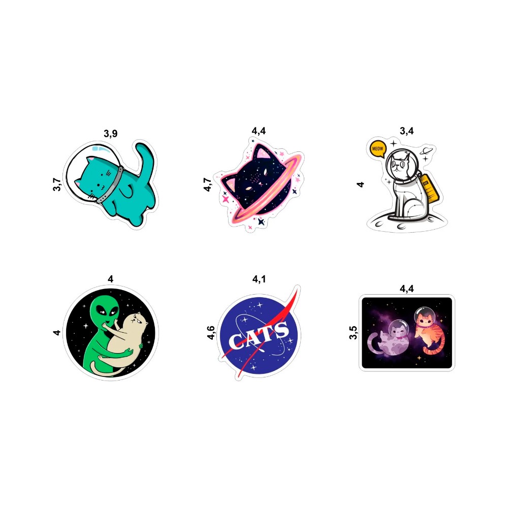 Набор наклеек виниловых "Космические коты", А6, 1 лист, 6 шт. - 2