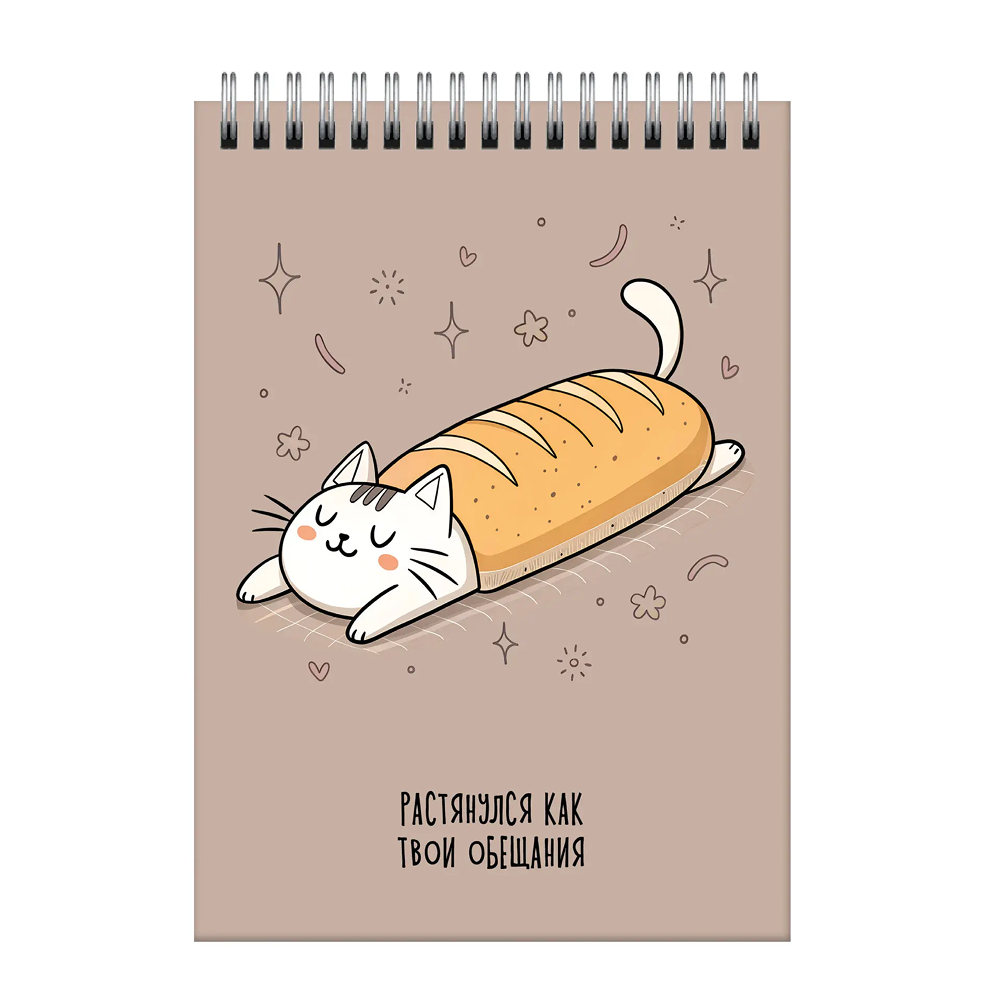 Блокнот "Мурчаши.1", A6, 60 листов, клетка, коричневый