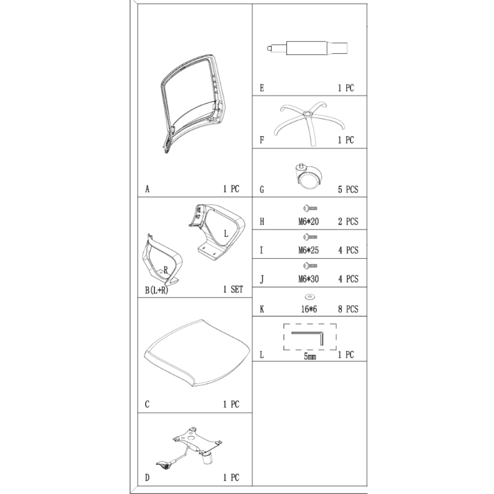 Кресло для персонала SitZone "U-0385 PL", ткань, пластик, черный - 6