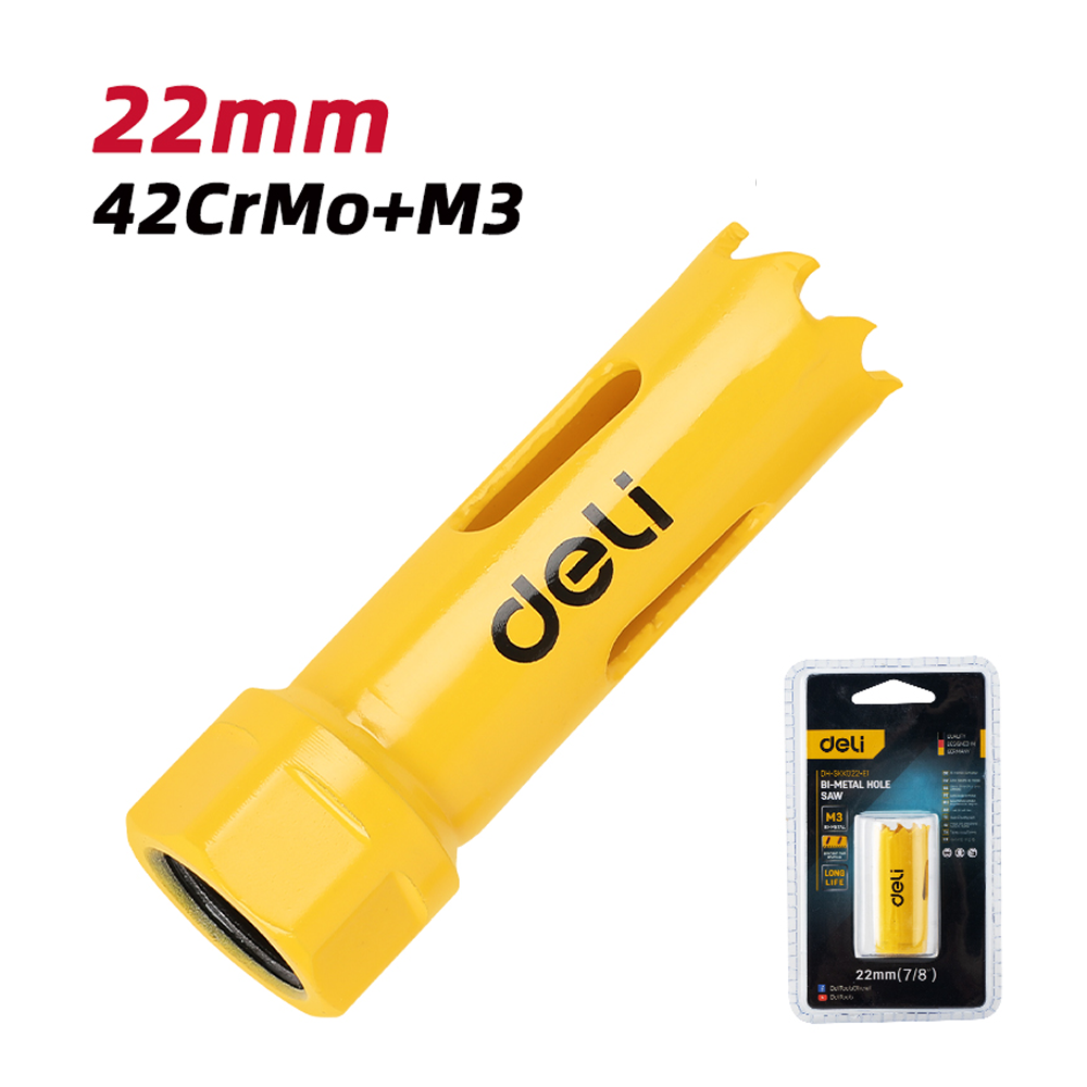 Коронка биметаллическая Deli YS EDH-SKK022-E1, 22 х 38 мм, М14 - 2