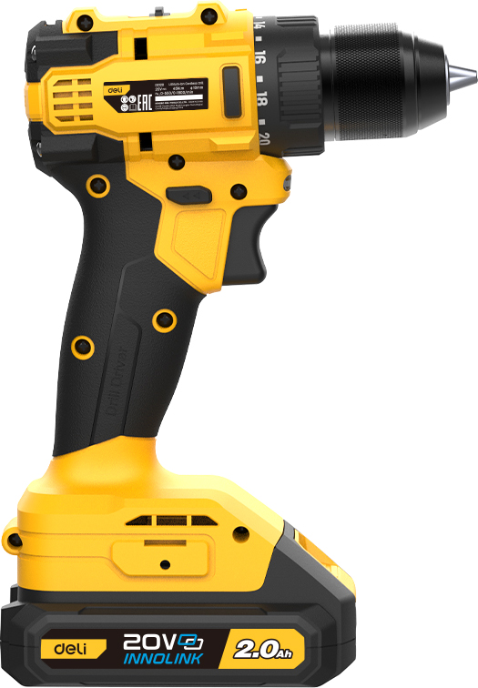 Аккумуляторная дрель-шуруповерт Deli YS EDC120 20 В, 45 Нм, 2 АКБ, 2 Ач, сумка - 5