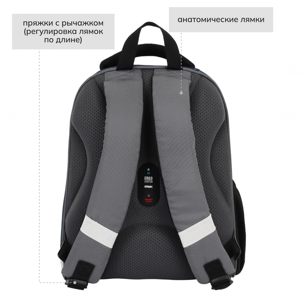 Рюкзак школьный "Ergo Light. Shark", синий, серый - 3
