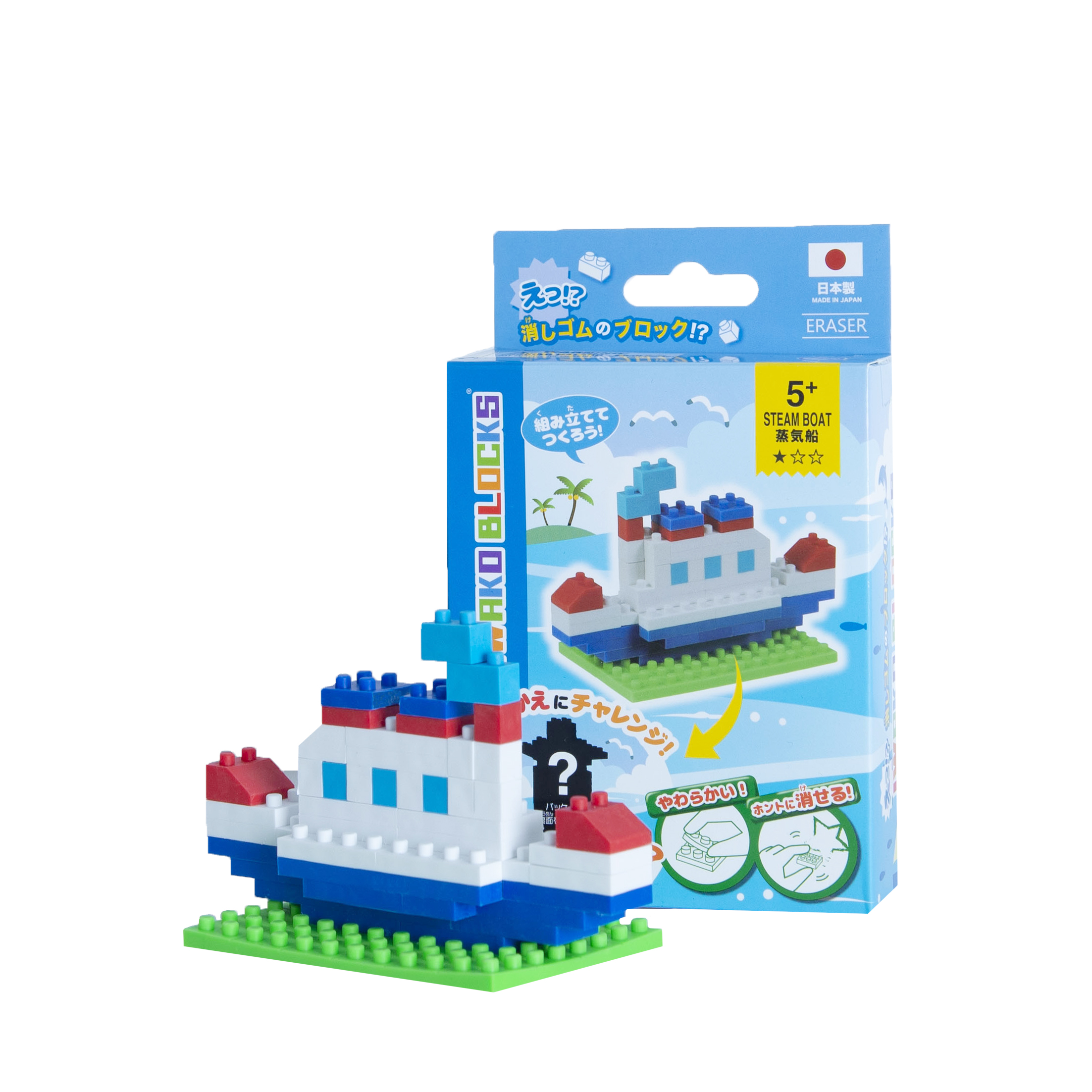 Ластик Iwako "Blocks Steamboat Kit", 1 шт, ассорти, блистер - 8