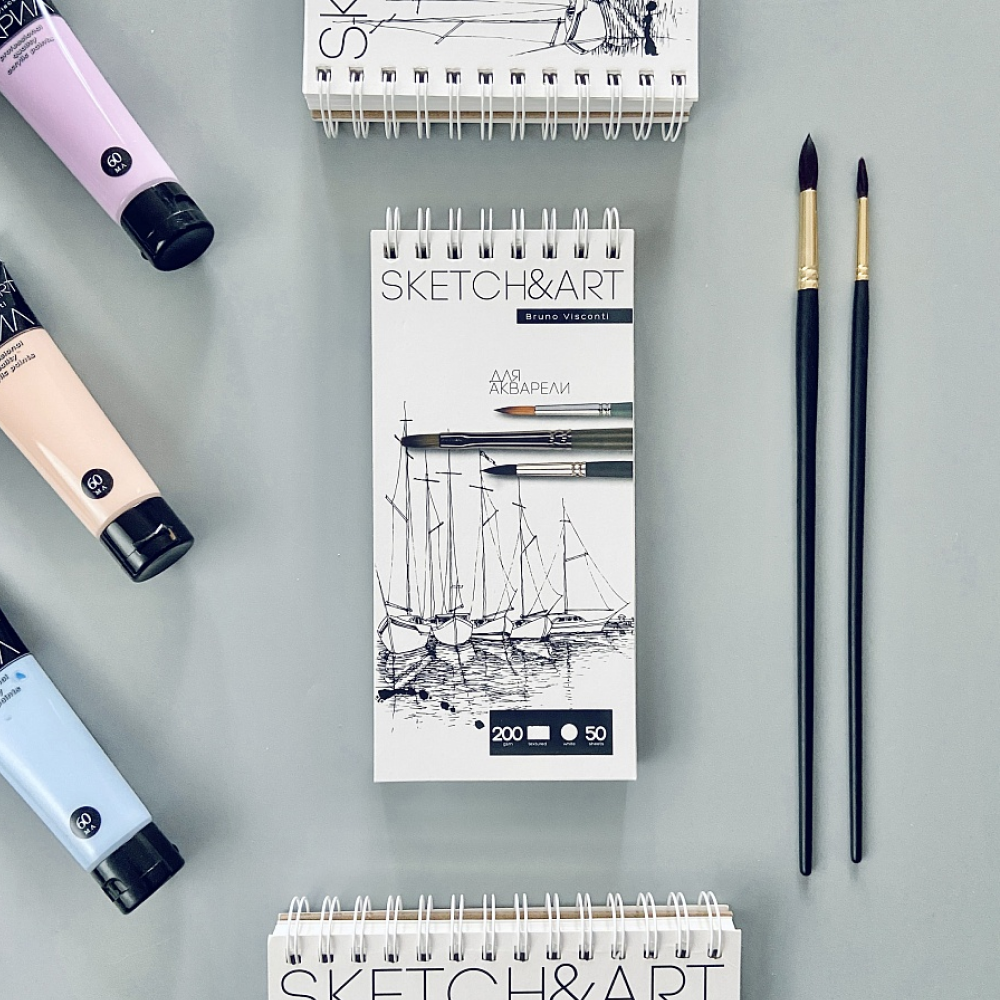 Скетчбук "Sketch&Art", 10.5х22 см, 200 г/м2, 50 листов, на спирали  - 5