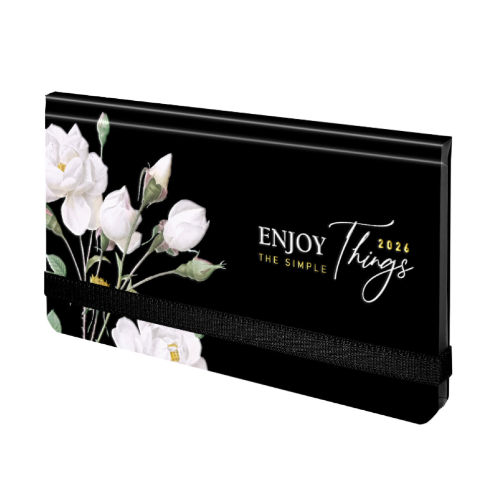 Еженедельник датированный "Розы", черный, белый, 2026