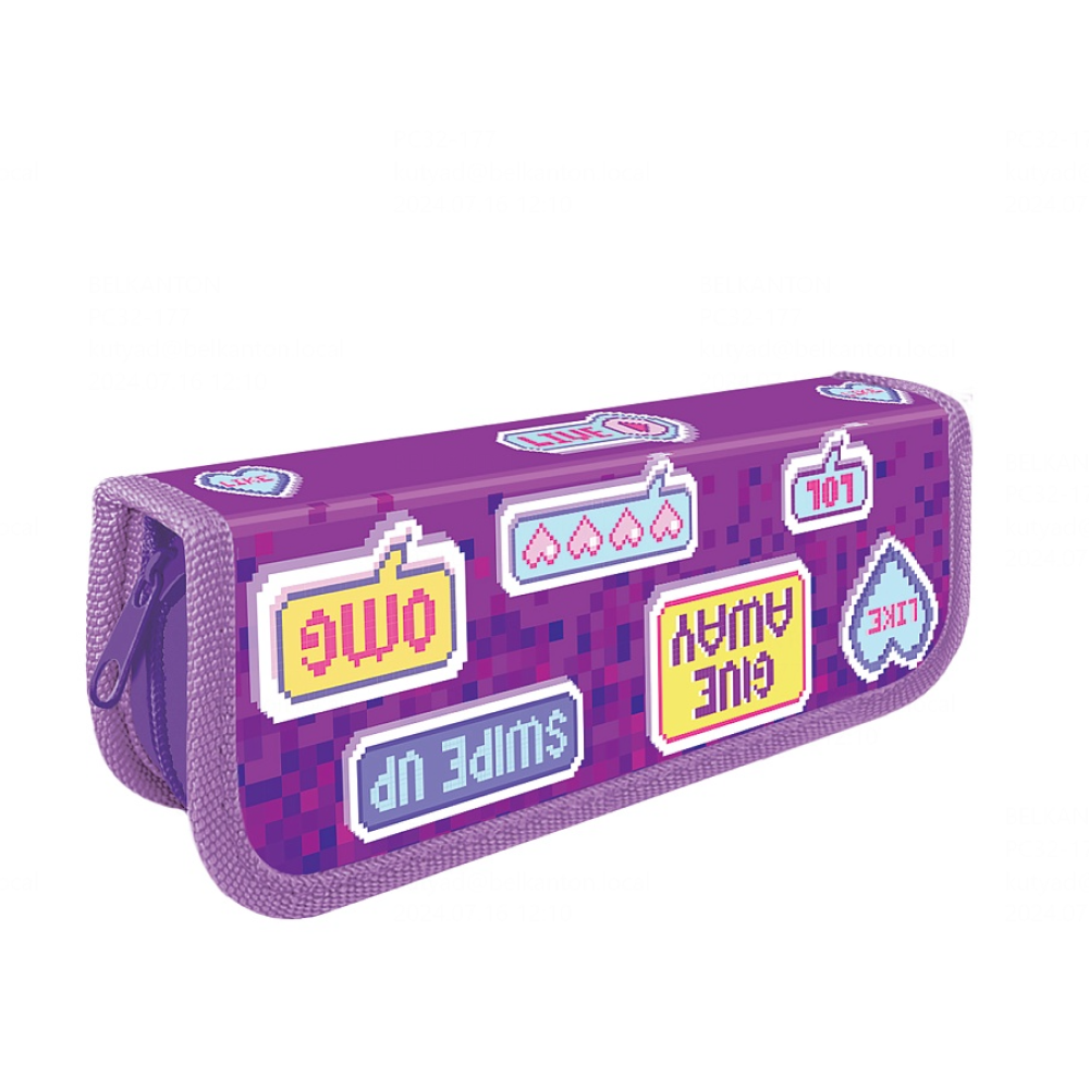 Пенал "Стикеры", 1 отделение, фиолетовый