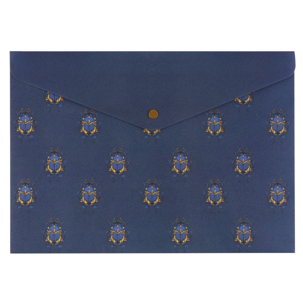 Папка конверт на кнопке "Скарабей", А4, синий