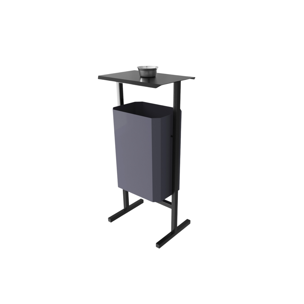 Урна уличная для мусора СТАНДАРТ с пепельницей, 35 л, металл, серый