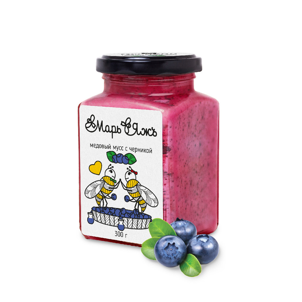 Медовый мусс "МарьЯжъ" с черникой, 300 гр 