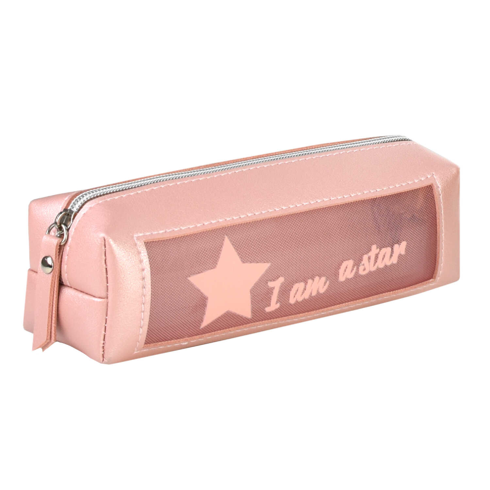 Пенал "Звезда" 1 отделение, розовый