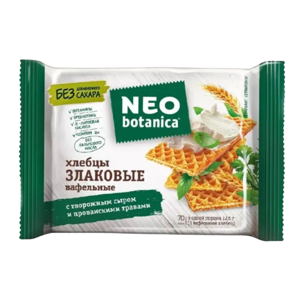 Вафельные хлебцы "Neo-botanica NO SUGAR ADDED", злаковые с творожным сыром и прованскими травами, 75 г