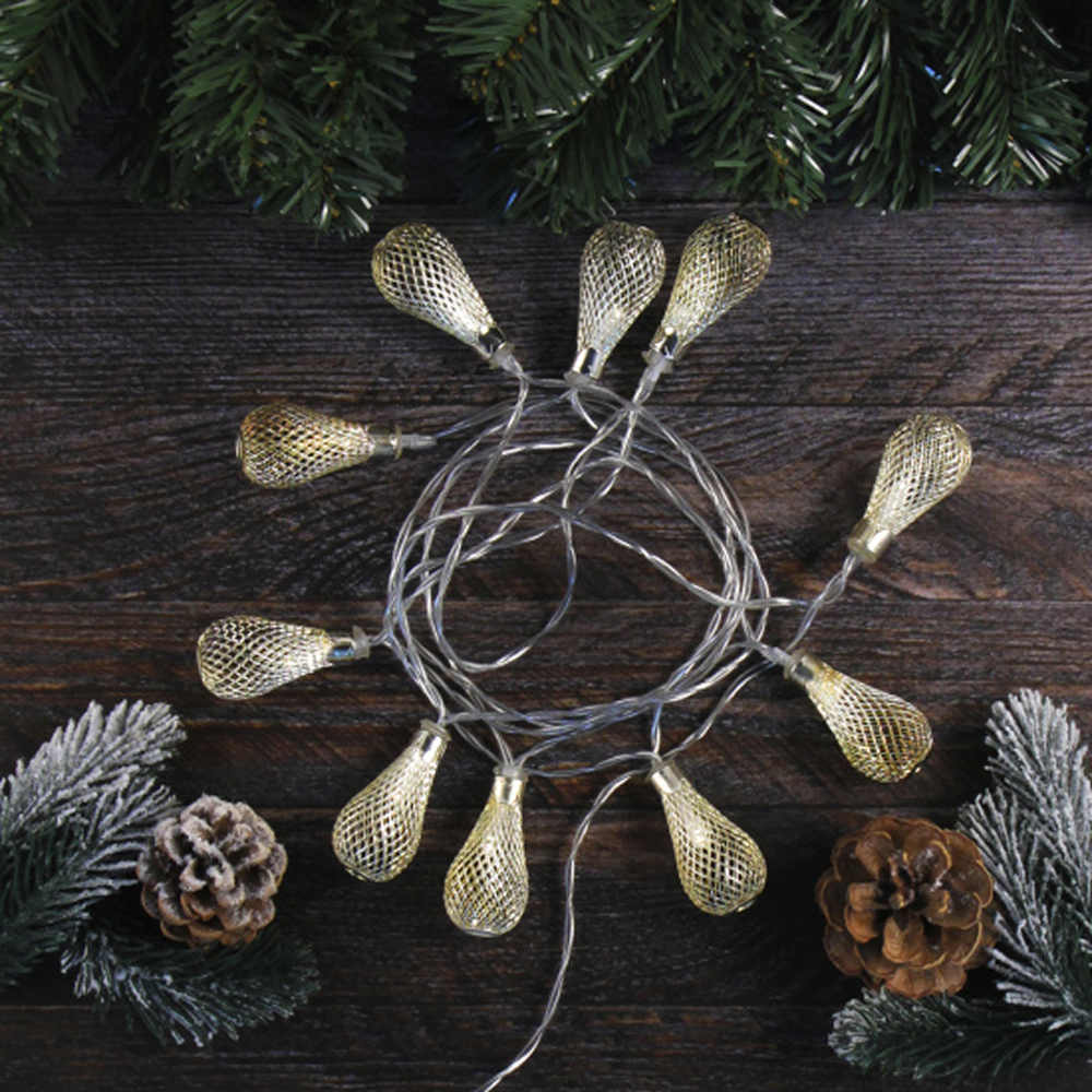 Гирлянда электрическая LED "Нить" с насадками "Ажурная капелька", 2 м, тепло-белый - 5