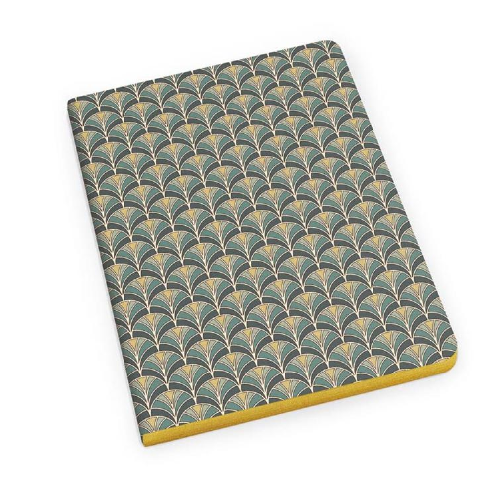 Блокнот "Fish Scale", А5, 192 листа, линейка, зеленый, срез золотой