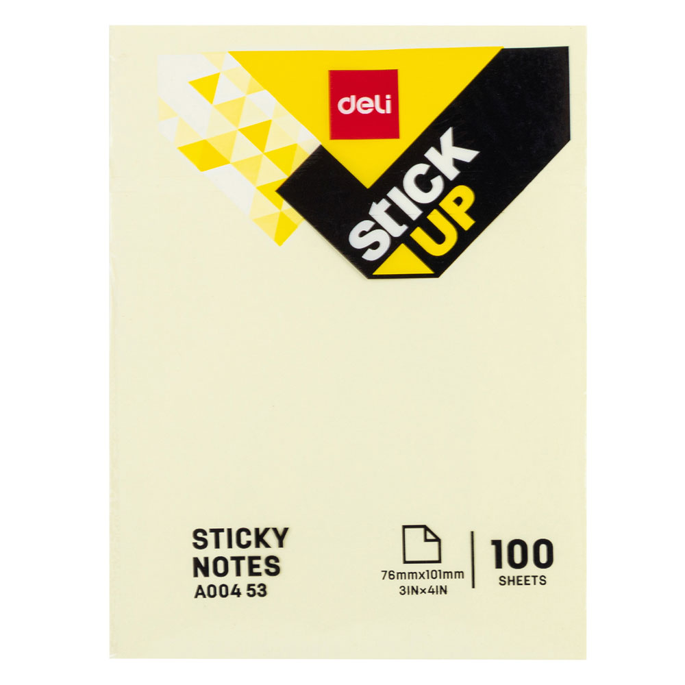 Бумага для заметок на клейкой основе "Deli", 76x101 мм, 100 листов, желтый
