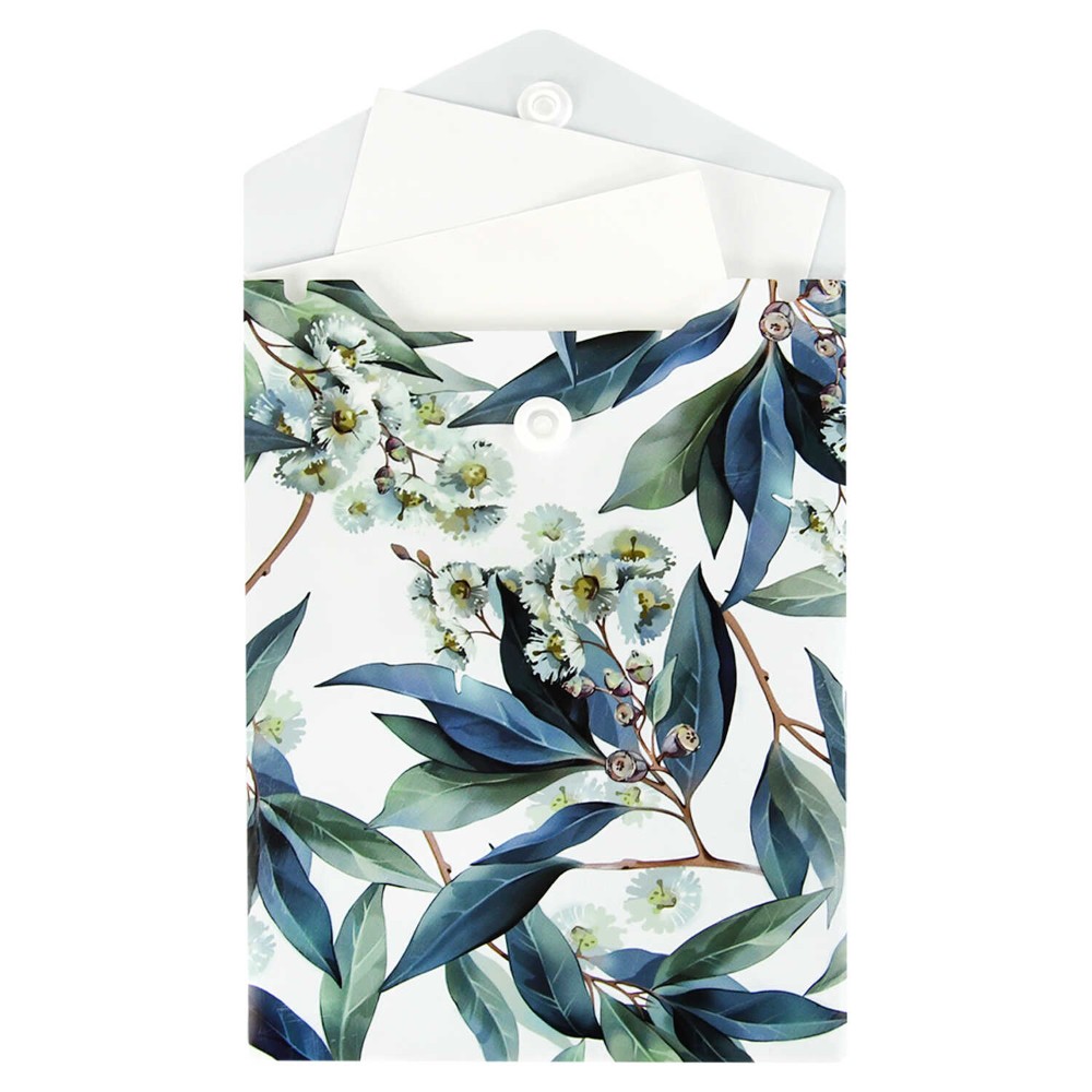 Папка-конверт на кнопке "Эвкалипт", С6, зеленый, белый - 3