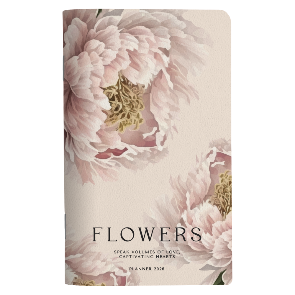 Планнер "Peony", датированный, 108х175 мм, 32 листа, персиковый, 2026