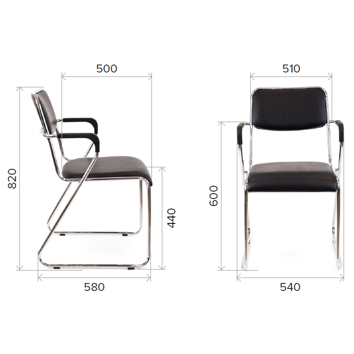 Стул для посетителей EVERPROF "Fix Plus", кожзам, металл, черный - 4