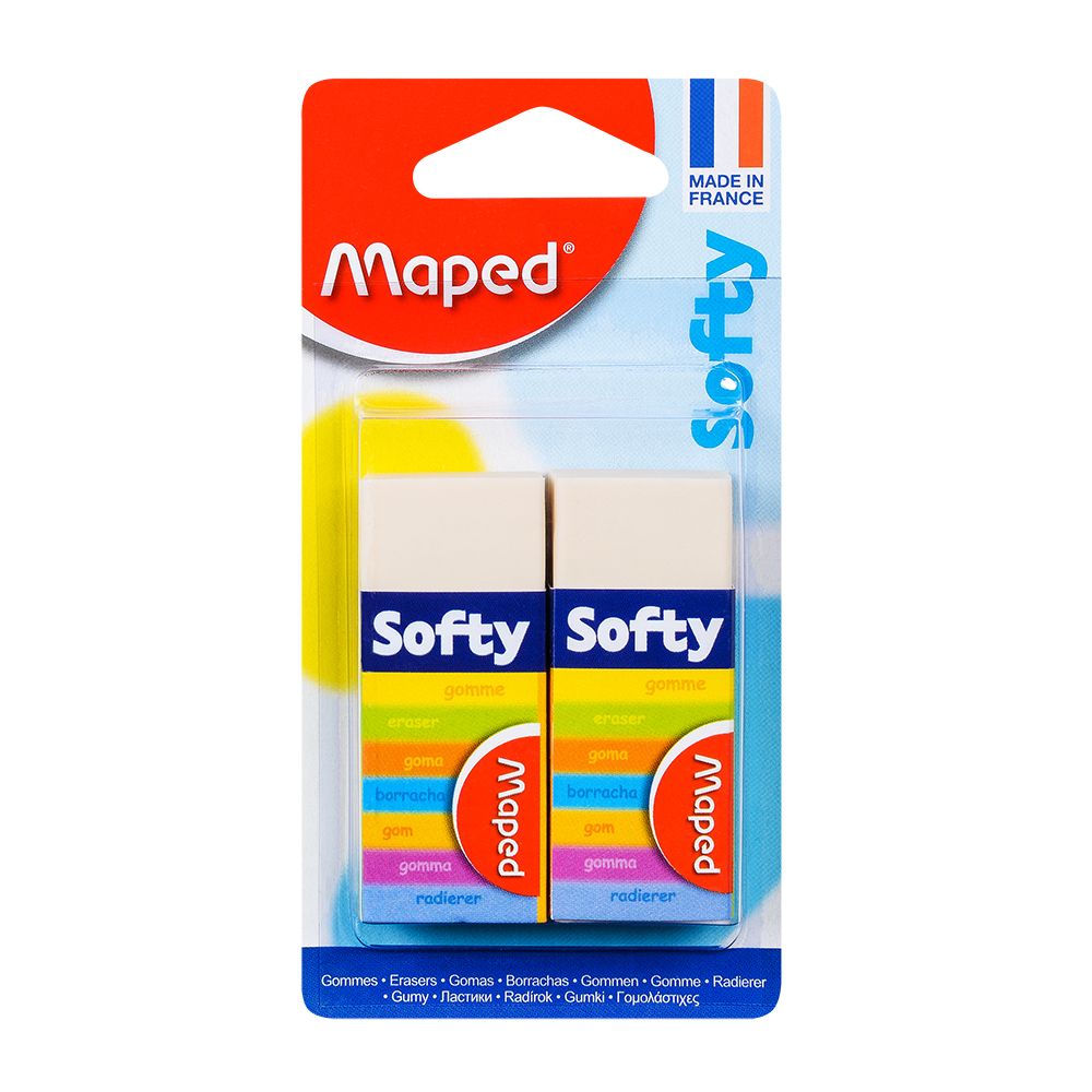 Ластик Maped "Softy", 2шт, белый, блистер, (029840)
