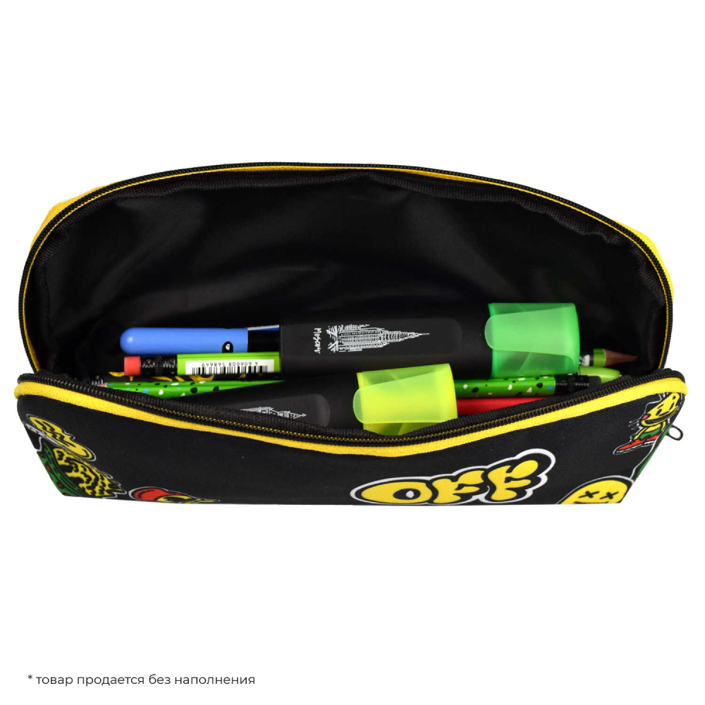 Пенал Феникс+ "Смайлики" 1 отделение, черный - 5