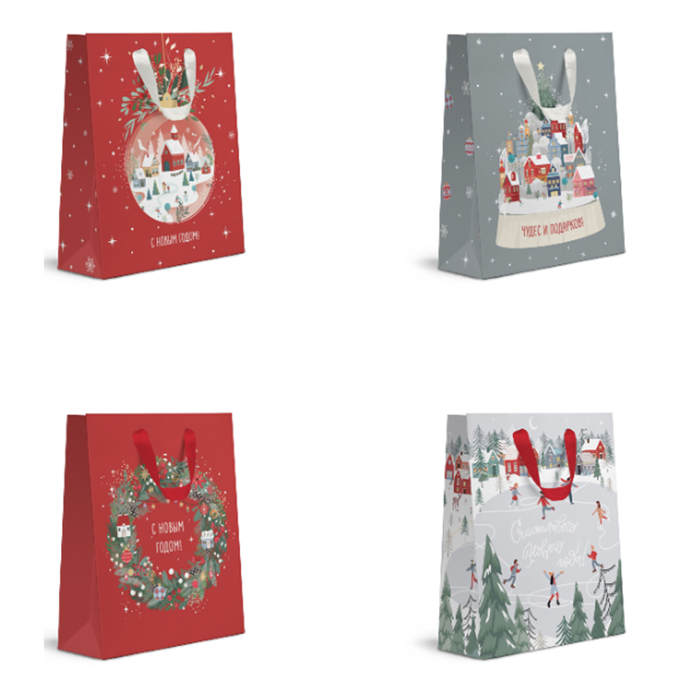 Пакет бумажный подарочный "Мишкина Клюква", 18х22,7х10 см, ассорти
