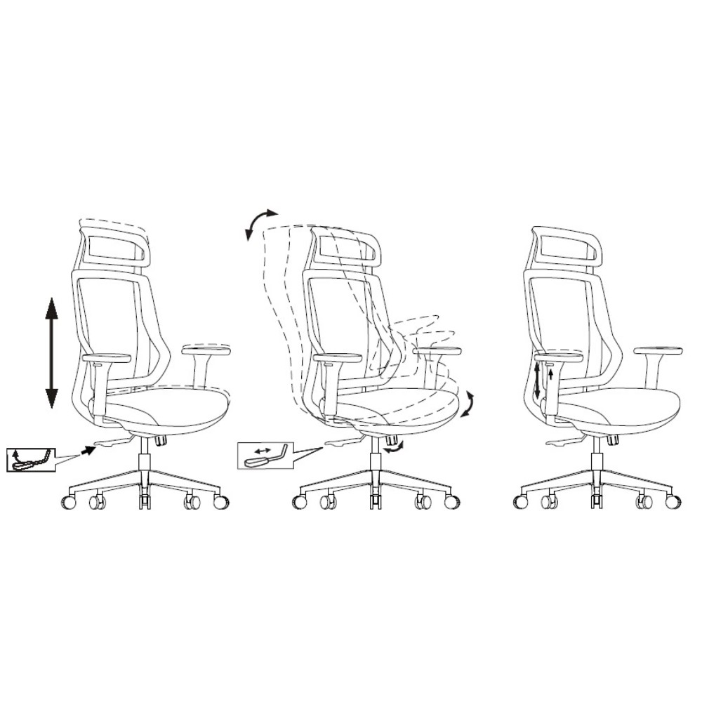 Кресло для руководителя Бюрократ MC-412N-H сетка, ткань, черный, крестов. хром, с подголов. - 15