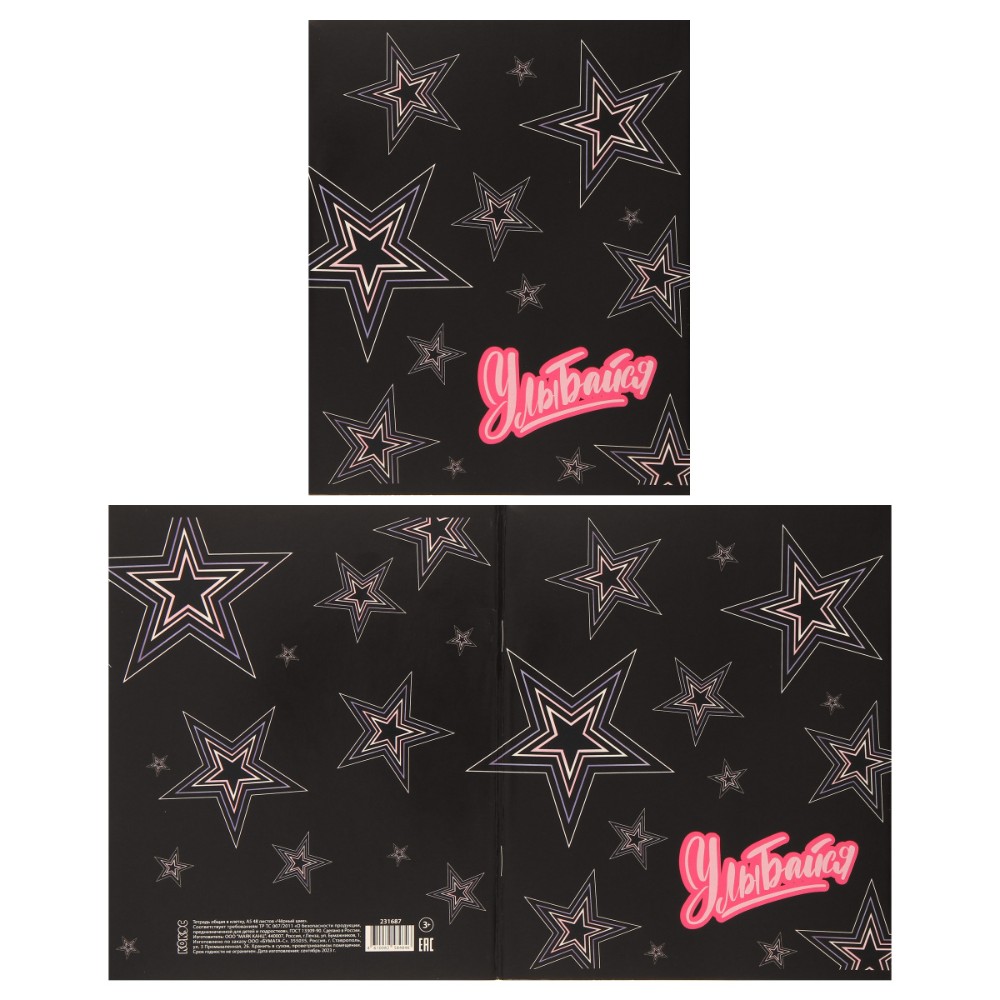 Тетрадь "Черный шик", А5, 48 листов, клетка, ассорти - 4