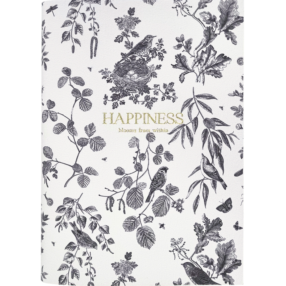 Ежедневник датированный "Happiness" на 2026 год, А5, 352 страницы, белый, черный