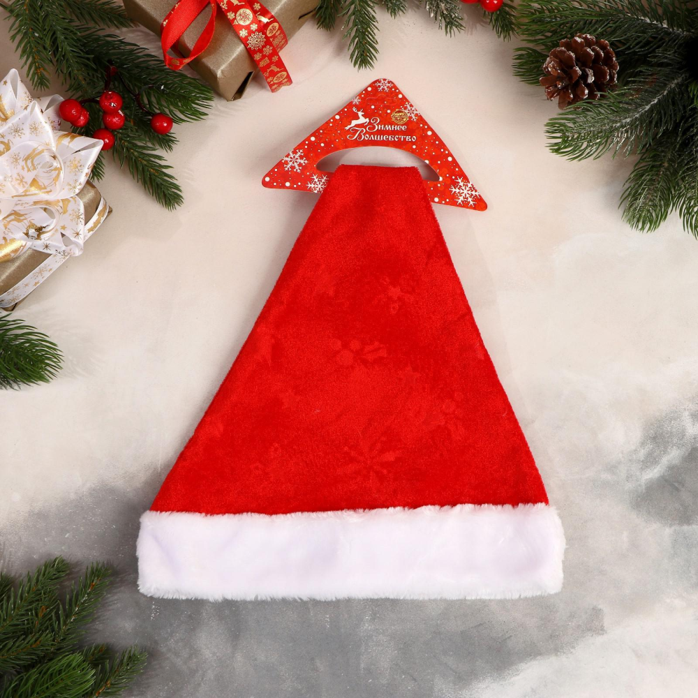 Колпак новогодщний "Новогодние веточки", красный - 3