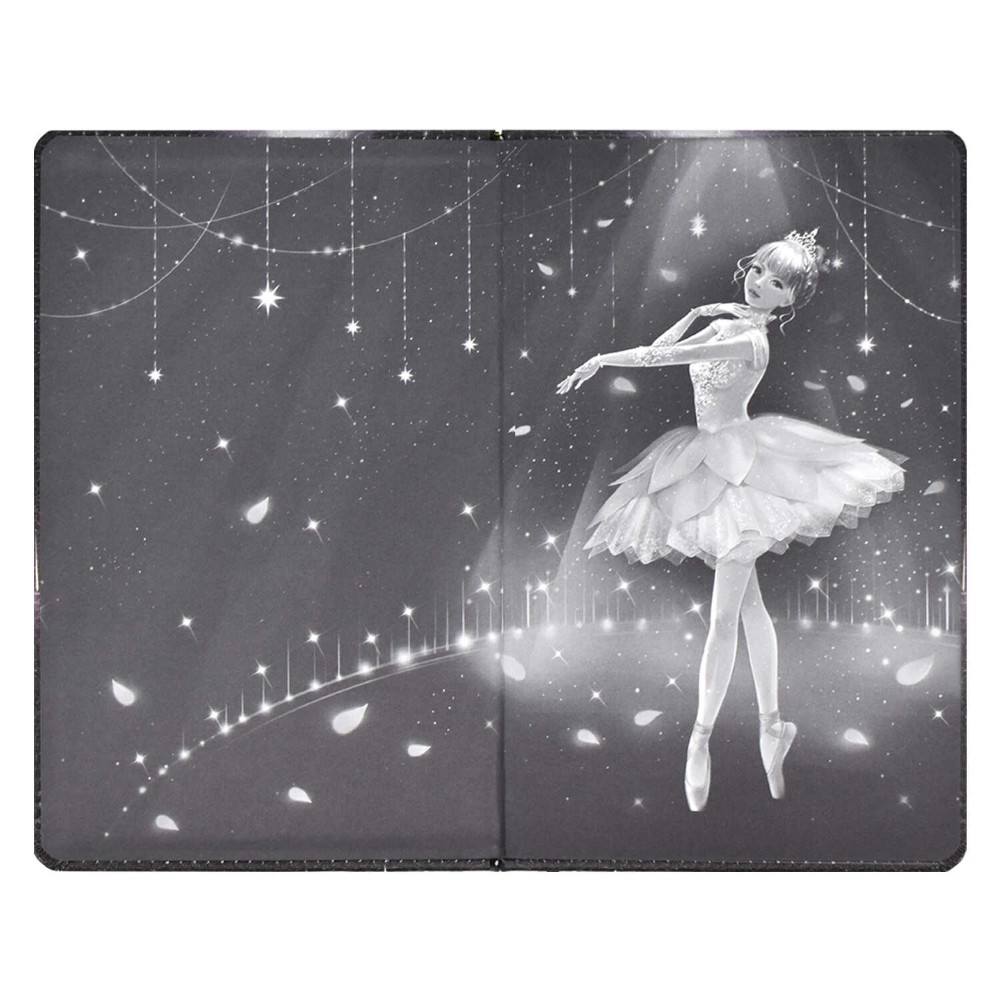 Книга записная "Балерина", А6+, 96 листов, линейка, кожзам., с брелком из искусственного меха, черный, розовый - 3