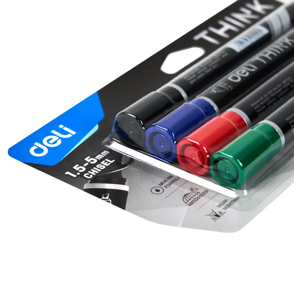 Набор маркеров перманентных "Think", 4 шт, ассорти - 3